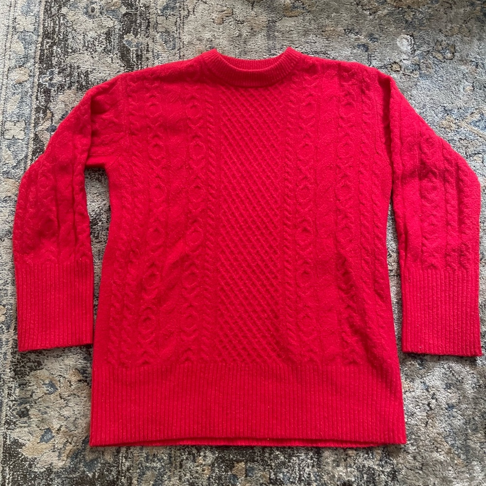 A New Day Red Soft Cable Sweater Size S